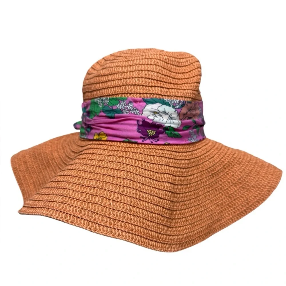Janie & Jack Floral Bow Straw Hat Sz 4/5